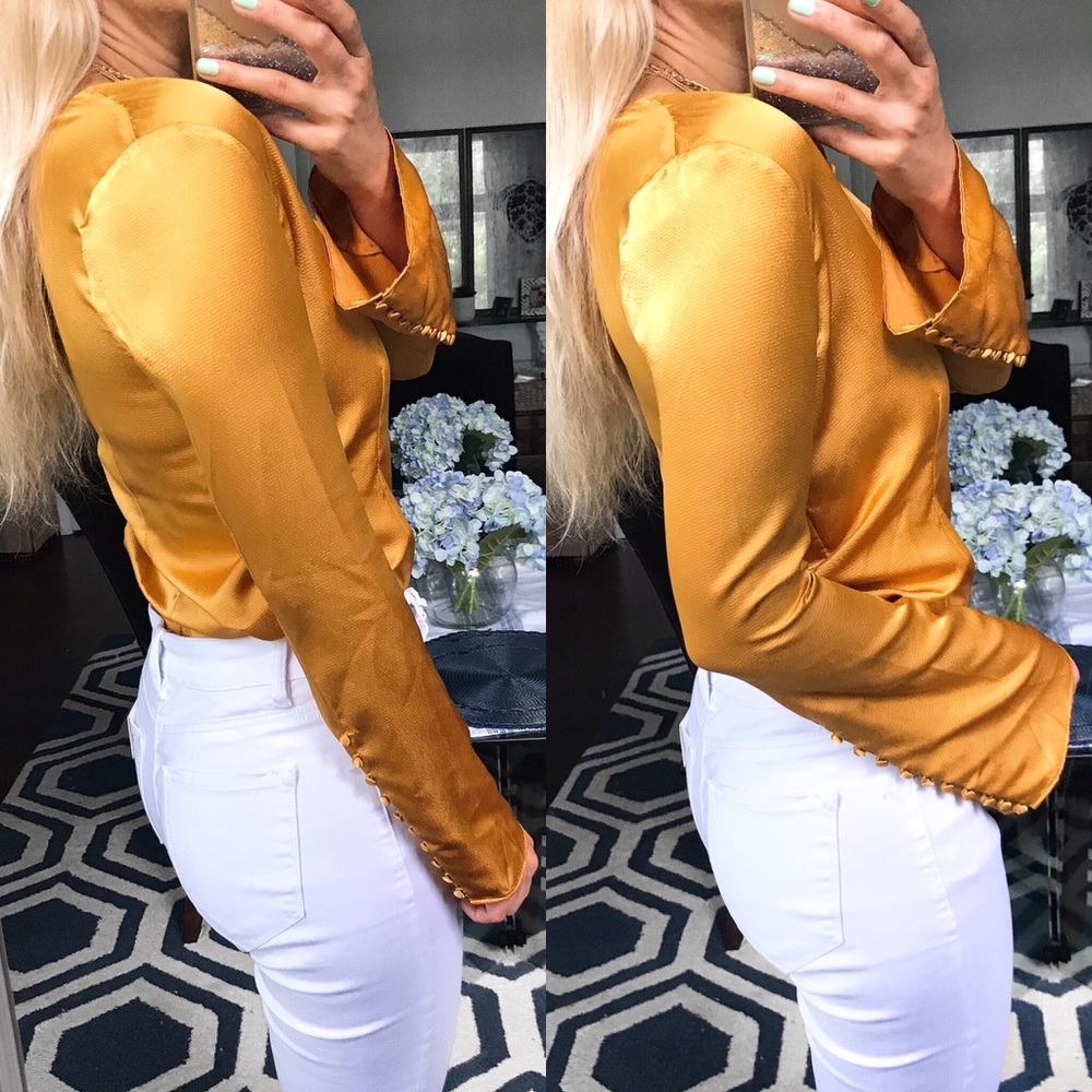 🆕 JOIE MADORA DUSTY GOLD LONG SLEEVE BLOUSE! - Picture 5 of 13